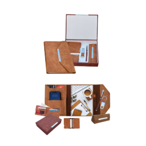 Gift Set ( 6-in-1) A 5 Wire-O Organiser | Spectacle Case | Mens Wallet | Card Case | Metal Roller Pen | Key Ring with Dog Hook Fitting