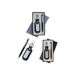 Gift Set ( 2-in-1) Key Ring with Dog Hook | Metal Ball Pen | Card Board Box