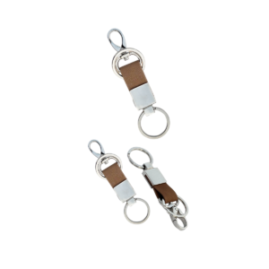 Double Ring Key Ring with Dog Hook - Leatherette
