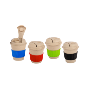 Bamboo Coffee mug: Eco friendly mug with flip top Lid and Anti Scald sleeve | Capacity 250 ml -