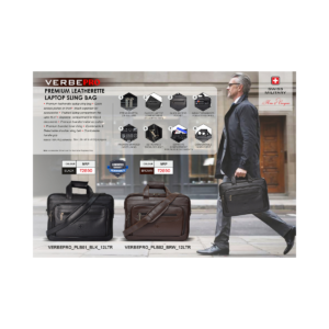 Verbepro Leatherette 15.4” Laptop Sling Bag – Premium Office Carry Case, Black