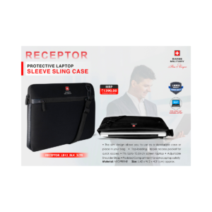 Receptor 15.6” Laptop Sleeve Bag with Shoulder Strap – Black, Protective Carry Case