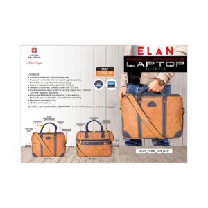 Elan 15.6” Leatherette Laptop Sling Bag – Premium Office Carry Case, Tan