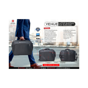 Venue 15.6” Laptop Backpack Cum Sling Bag – Convertible Office Carry Case, Black