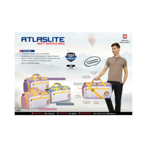 Atlaslite 29L Soft Duffle Bag – Sage Green Travel Gym Bag with Yellow Straps & Zipper Pockets