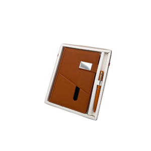 2-in-1 Premium Notebook Diary & Metal Pen Gift Set with Mobile Pocket & Card Slot