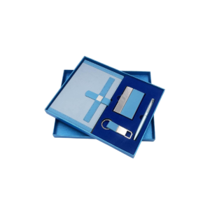 4-in-1 Premium Gift Set with Diary, Metal Pen, Keychain & Business Card Holder