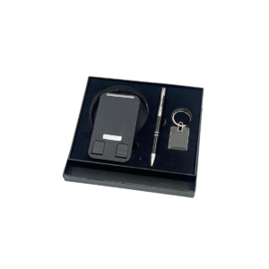 3-in-1 Mobile Stand, Metal Pen & Keychain Gift Set with Foldable Stand