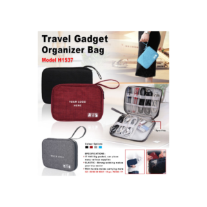 Travel Electronics Organizer Pouch with Multi-Compartment Cable & Gadget Storage