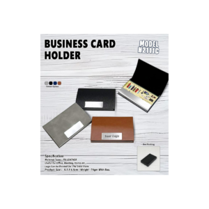 Premium PU Leather Business Card Holder with Metal Logo Plate & Flip Case Design