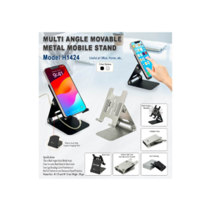Multi-Angle Adjustable Metal Mobile Stand with Foldable Design & Anti-Slip Base
