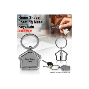 Home Shape Rotating Metal Keychain with 360° Swivel & Logo Branding