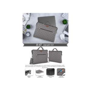 H-07 Smart Fit Laptop Sleeve Bag – Quilted Design with Handle & Zipper Pocket
