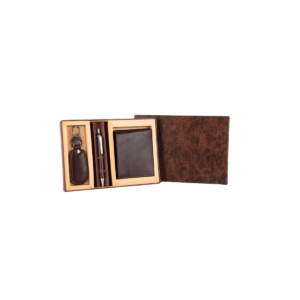 3-in-1 Faux Leather Gift Set – NDM Brown | Premium Men’s Wallet, Keychain & Pen Combo