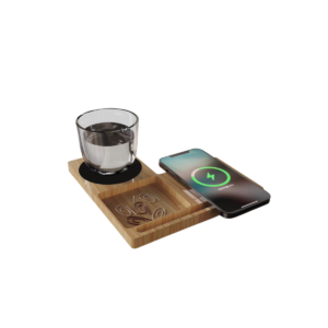 Willow 3.0 Wireless Charger with Cup Warmer – 15W Fast Charging Desk Organizer with Phone Stand