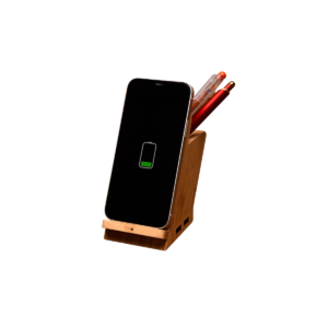 15W Wireless Charging Bamboo Dock with Pen Stand & 4 USB Hub | Type-C Input