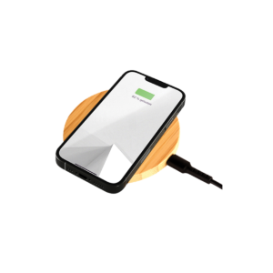 15W Round Bamboo Wireless Charger Pad | Type-C Fast Charging Dock