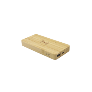 Aspen Pro 15W Bamboo Wireless Power Bank | Fast Charging Dock with Dual Output, Type-C Input & 10000mAh Portable Battery