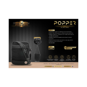 Popper Sling Bag | Compact & Stylish Crossbody Travel Bag | Durable Multi-Pocket Design