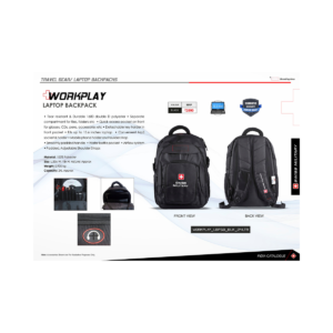 Workplay Laptop Backpack | 24L Durable Polyester Travel & Office Bag (Fits Up to 15.6")