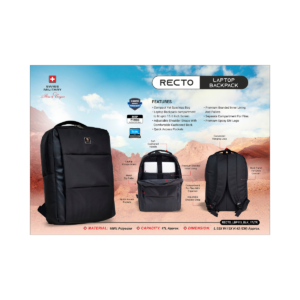 Recto Laptop Backpack | 17L Durable Polyester Travel & Office Bag (Fits Up to 15.6")