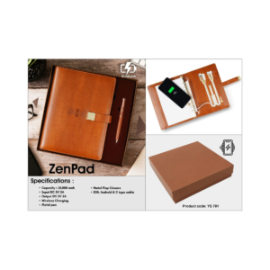 Premium Leather Organizer Notebook with 10000mAh Power Bank & Wireless Charging
