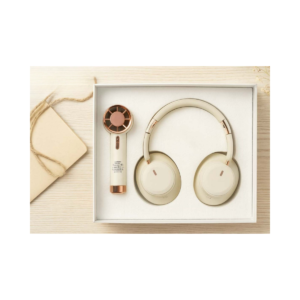 Premium 2-in-1 Audio Gift Set with Wireless Headphones & Portable Handheld Fan | Stylish Corporate & Personal Gift Combo