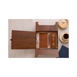 Premium 3-in-1 Executive Gift Set with Leather Organizer, LED Digital Clock & Charging Cable | Corporate Office Gift Combo