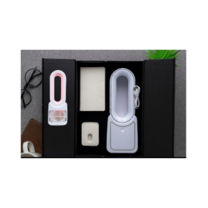 Premium 3-in-1 Smart Gift Set with Portable Fan, Organizer Notebook & Wireless Charging Dock | Modern Corporate Gift Combo