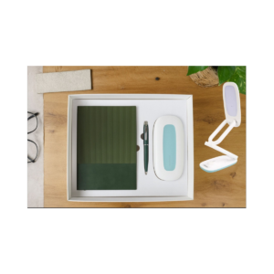 Premium 3-in-1 Desk Gift Set with Notebook, Pen & Foldable LED Desk Lamp | Elegant Corporate & Office Gift Combo