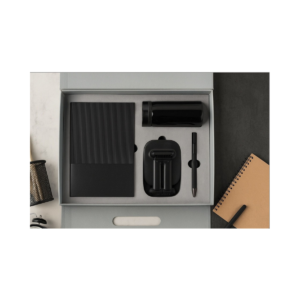 Premium 4-in-1 Smart Desk Gift Set with Notebook, Bottle, Wireless Earbuds & Pen | Modern Corporate Office Gift Combo