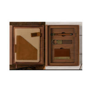 Premium 4-in-1 Executive Gift Set with Leather Notebook, Pen, Keychain & Card Holder | Elegant Corporate Office Gift Combo