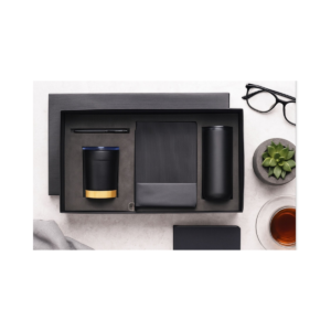 Premium 4-in-1 Executive Gift Set with Notebook, Stainless Steel Bottle, Coffee Tumbler & Pen | Elegant Corporate Office Gift Combo