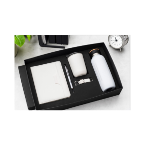 Premium 5-in-1 Executive Gift Set with Leather Notebook, Stainless Steel Bottle, Coffee Cup, Pen & Keychain | Corporate Office Gift Combo