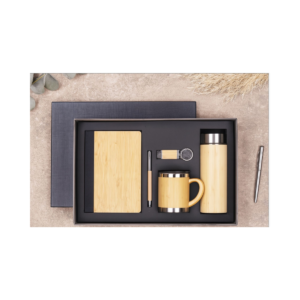 Premium Bamboo Gift Set – Notebook, Insulated Bottle, Mug, Pen & Keychain | 5-in-1 Corporate Gift Combo