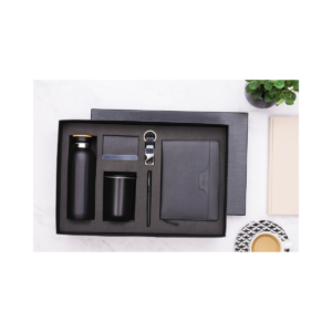 Executive Black Corporate Gift Set – 6-in-1 Premium Kit with Organizer, Bottle, Tumbler, Pen & Keychain