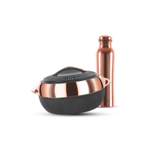 Expression Gift Set with PU Insulated Casserole & Copper Bottle – Stainless Steel Hot & Cold Serve Combo (Premium Corporate Gift Set)
