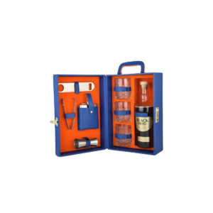 Premium 3 Glass Wine Box Set with Bar Accessories – Portable Leatherette Case with Bottle Storage