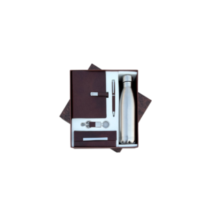 Gift Set ( 5-in-1) Hot & Cold Bottle - 500 ML | Premium Notebook | Spectacle Case | Key Ring with Dog Hook & Metal Fitting | Metal Ball Pen | Card Board Box