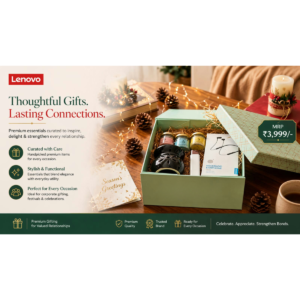 Lenovo Premium Corporate Gift Hamper with Neckband Earphones, Aroma Candles & Custom Branded Gift Box