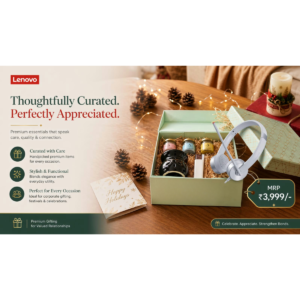 Lenovo Premium Corporate Gift Hamper with Wireless Neckband, Aroma Candles & Branded Gift Box