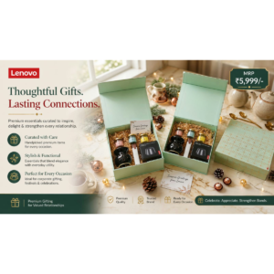 Lenovo Premium Corporate Gift Hamper Duo Set with Wireless Earbuds, Aroma Candles & Branded Festive Gift Boxes