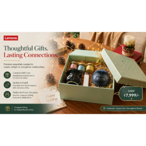 Lenovo Premium Corporate Gift Hamper with Bluetooth Speaker, Aroma Candles & Branded Festive Gift Box