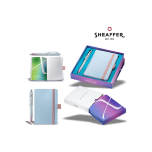 Sheaffer Expressions Gift Set 100 9376 Blue and Pink Pearlised Gradient Ballpoint Pen with Chrome-plated Trims and Small Notebook