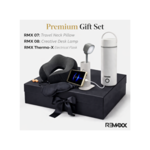 RMX Smart Living Combo – Travel Neck Pillow, Creative Desk Lamp & Thermo-X Electric Flask Set
