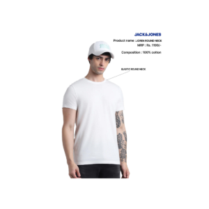 Joren Round Neck Premium Cotton White T-Shirt for Men – Slim Fit Casual Crew Neck