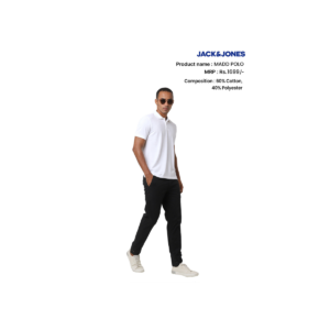 Madd Polo Premium White Cotton Blend T-Shirt for Men – Regular Fit Casual Collared Polo