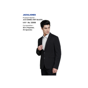 Daniel Knit Blazer Premium Black Polyester Blend for Men – Tailored Fit Formal Casual Smart Blazer Jacket