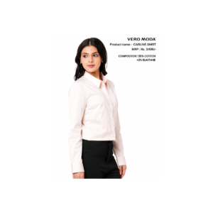 Carline Shirt Premium Barely Pink Cotton Blend for Women – Slim Fit Satin Stretch Formal Casual Shirt