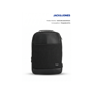 Ventura Backpack Premium Black Laptop Bag – 20L Travel Office Casual Backpack for Men & Women